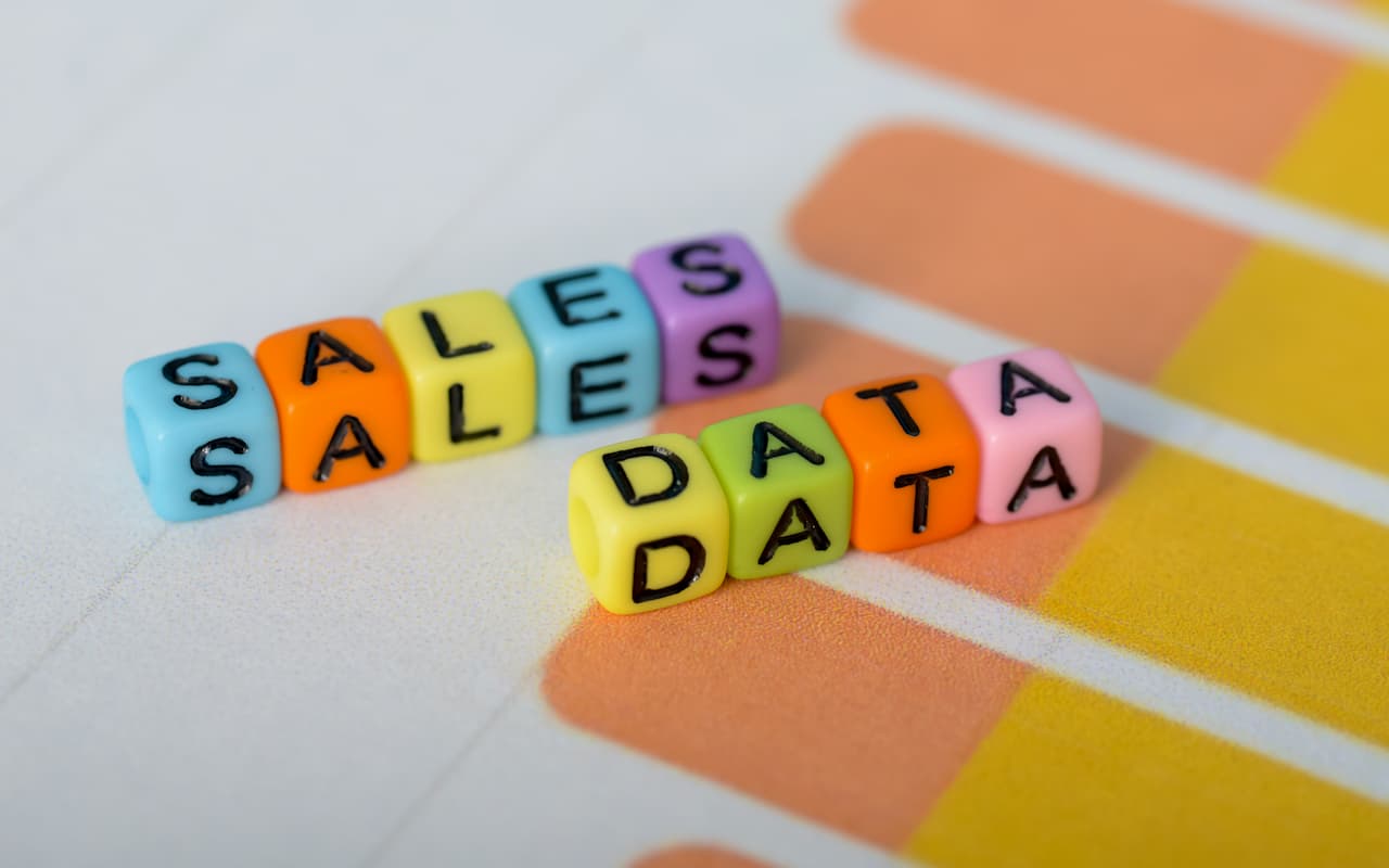 “Sales data” printed on blocks
